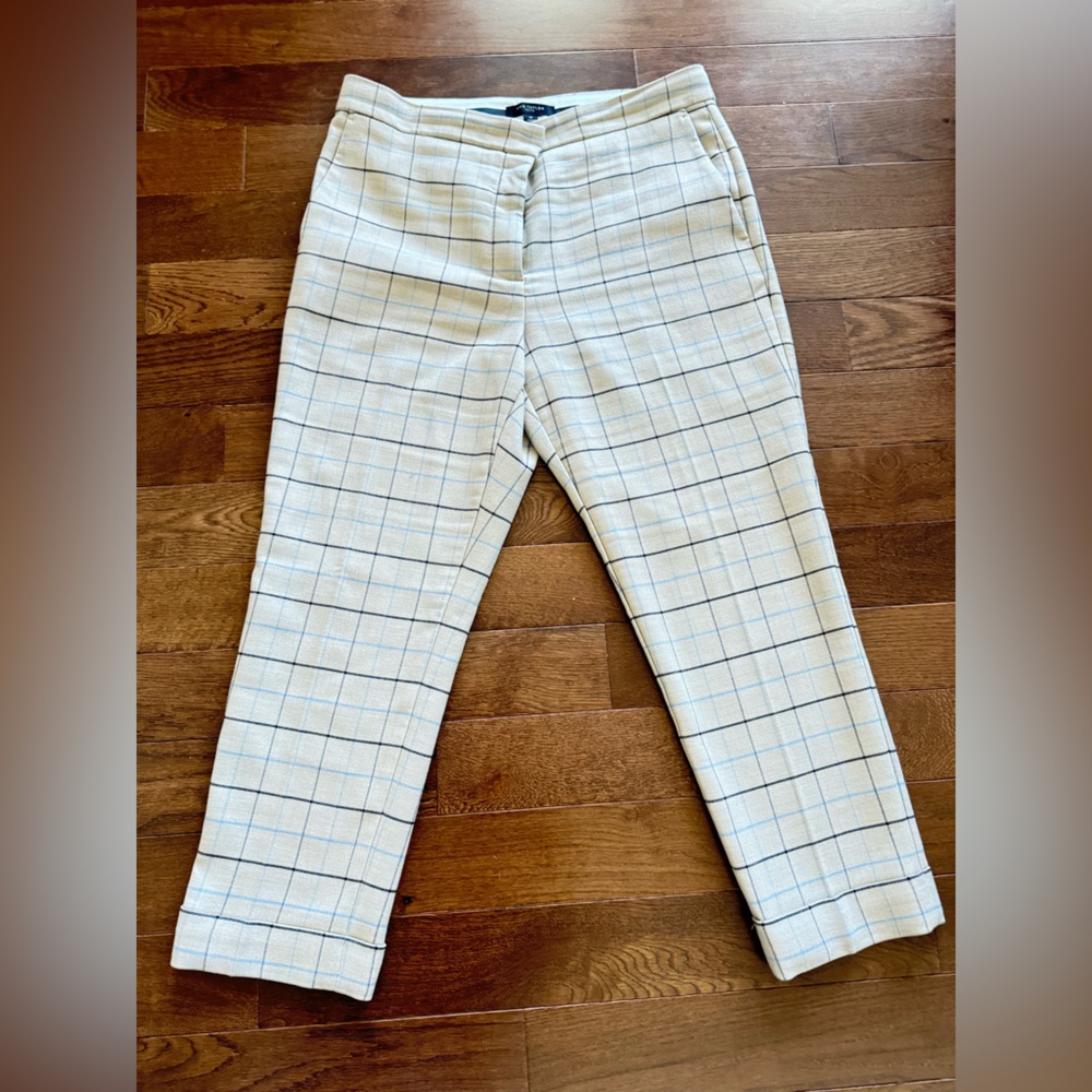 Ann Taylor Cream and Blue Cropped Pants